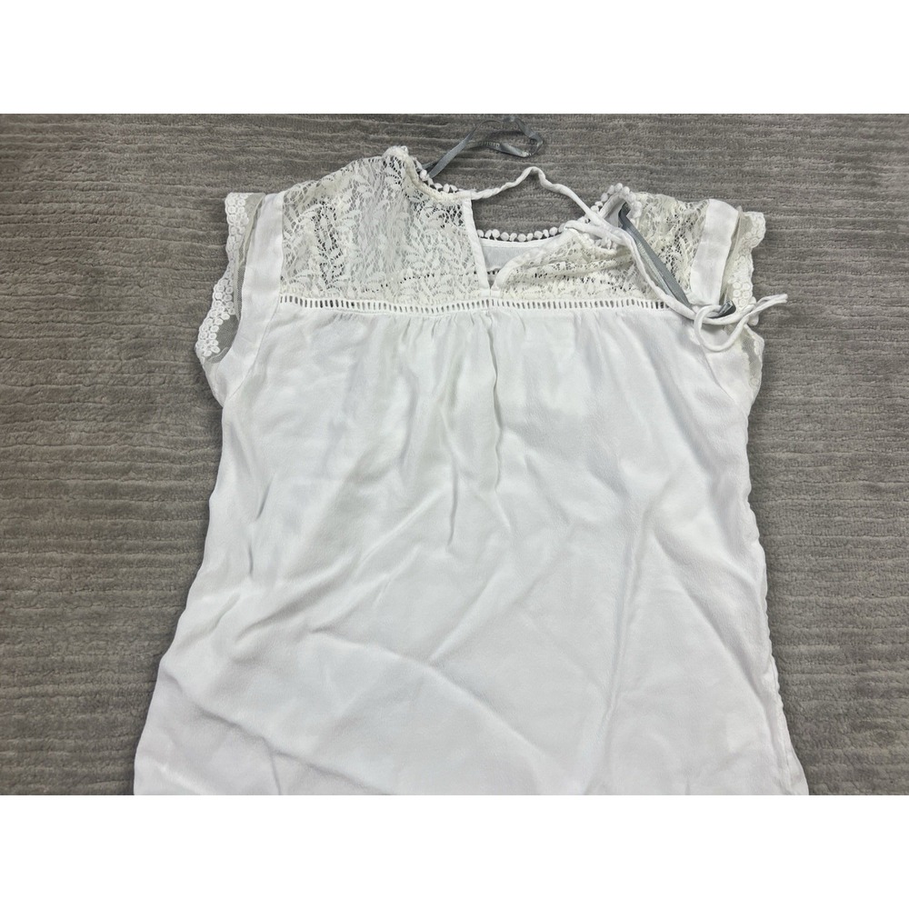 Daniel Rainn Top Womens Medium White Short Sleeve Lace Accent‎ Rayon - Picture 7 of 12